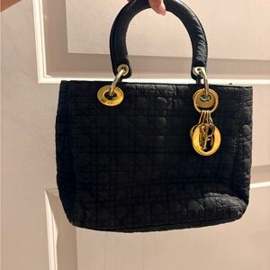 Lady Dior Black Quilted Shoulder Bag with Gold Hardware
